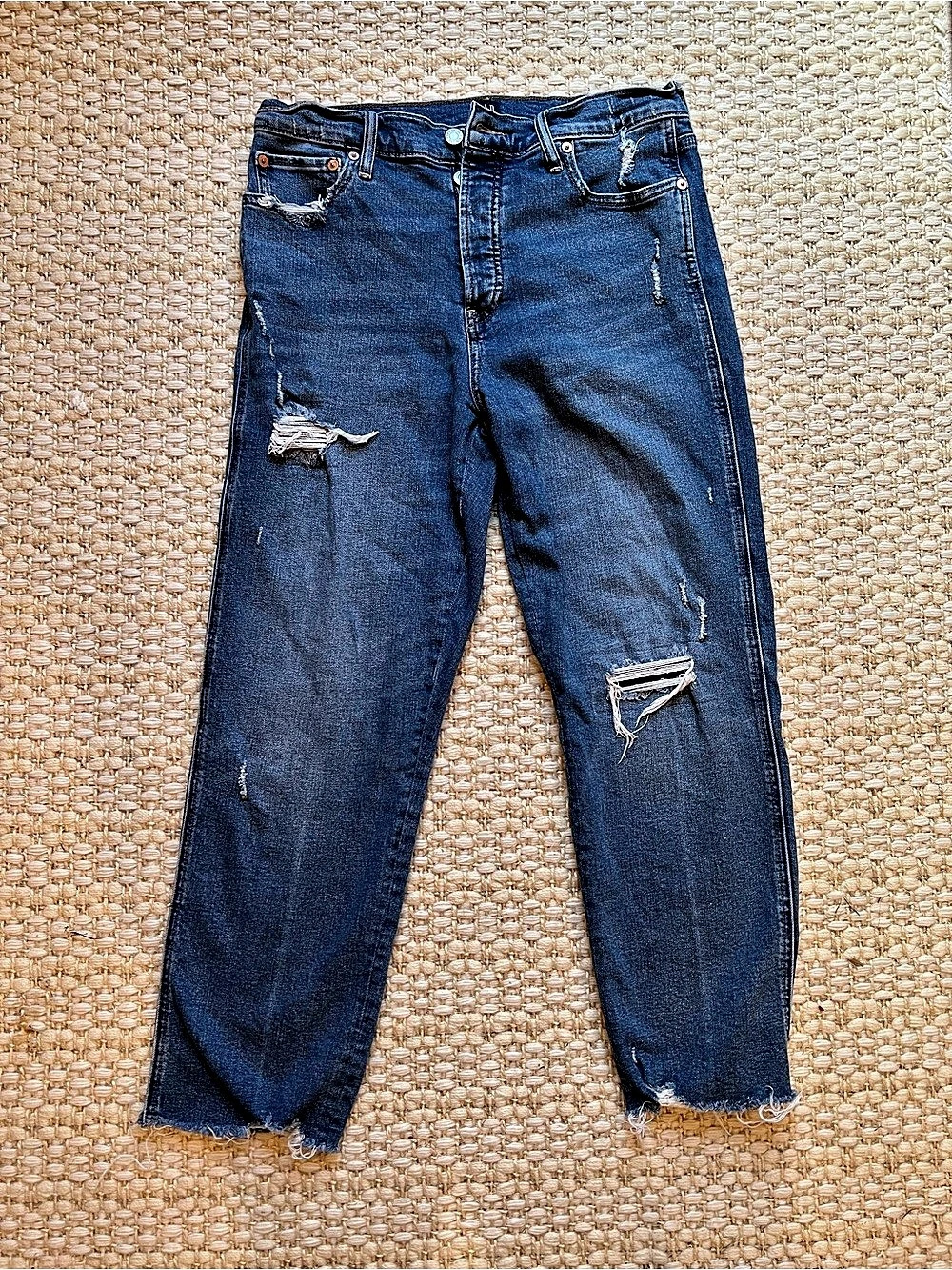 GAP Cheeky Straight Distressed Straight Leg Jeans Blue Waist 30